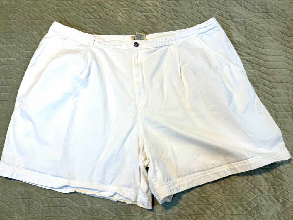 St. John’s Womens White Chino Shorts Cotton Flat Front Zip Fly Sz 28 White